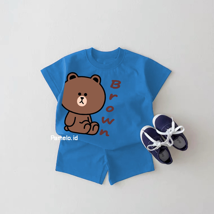 Pamelo.id Set Anak Viral / Brown / Fashion Anak / Stelan baju anak / Korea Style / Set Balita