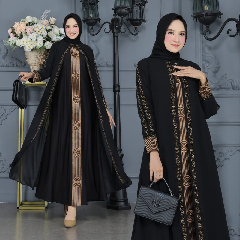 GAMIS ABAYA TURKEY BORDIRAN CIRCLE SIMPEL