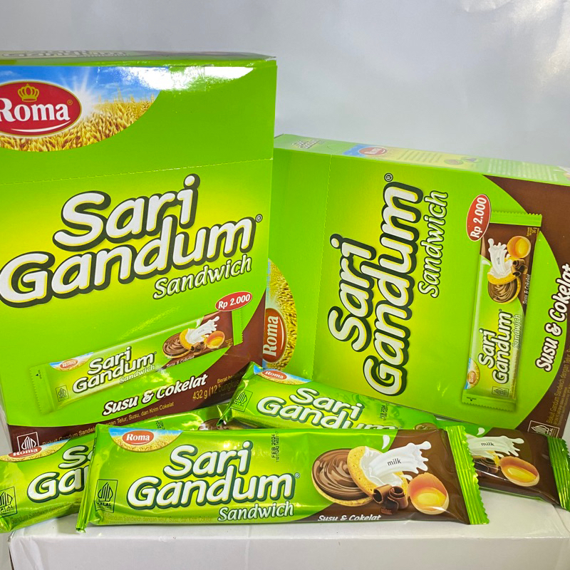 

ROMA SARIGANDUM Sandwich Susu Cokelat 432gram