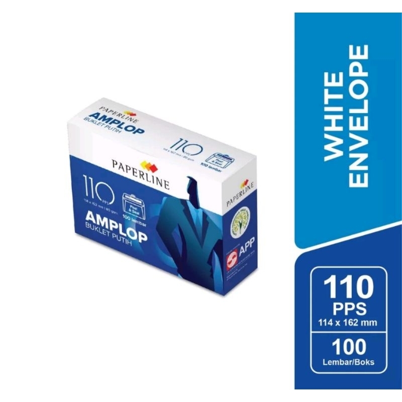 

Amplop putih/Envelope paperline pakai lem perekat ukuran 90/104/110 80gsm