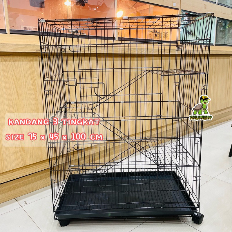 KANDANG 3 TINGKAT SIZE BESAR DENGAN 4 RODA KUAT KOKOH KANDANG KUCING BESAR