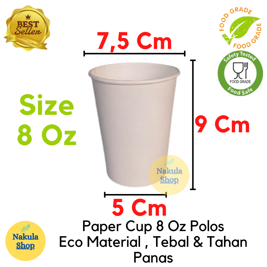 Paper Cup 8 Oz / Gelas Kertas Putih 240 ml - Tanpa Tutup - Termurah!