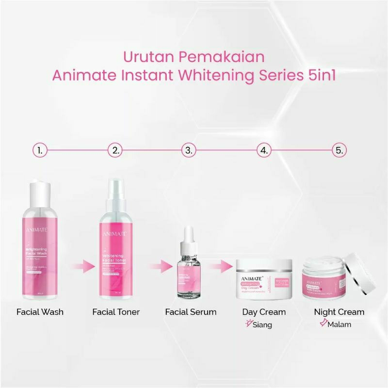 ANIMATE Paket 5in1 Instan Whietening/Glowing Barrier/Acne Solution - Pelembab Wajah