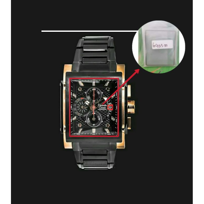 kaca jam tangan pria Alexandre Christie 6405m original