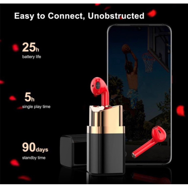 True Wireless Stereo X99 Headset Bluetooth TWS Bentuk Lipstick- Earpods Bluetooth X99 Bentuk Lipstick -