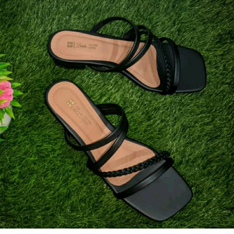 MK-426 Sandal Higheels Wanita Kepang BIG SIZE 41-45 Slop Remaja Modis JUMBO 41-46 Hitam