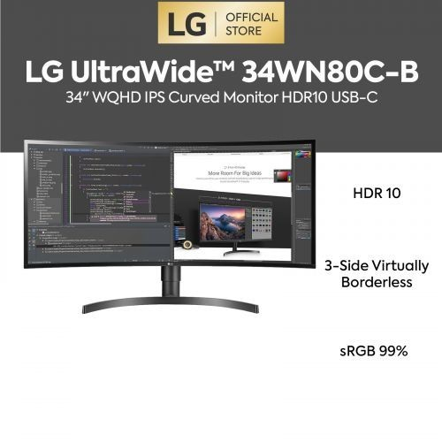 Monitor LG 34WN80C WQHD curved IPS HDR usb-c PD60W | 34wn80c-b