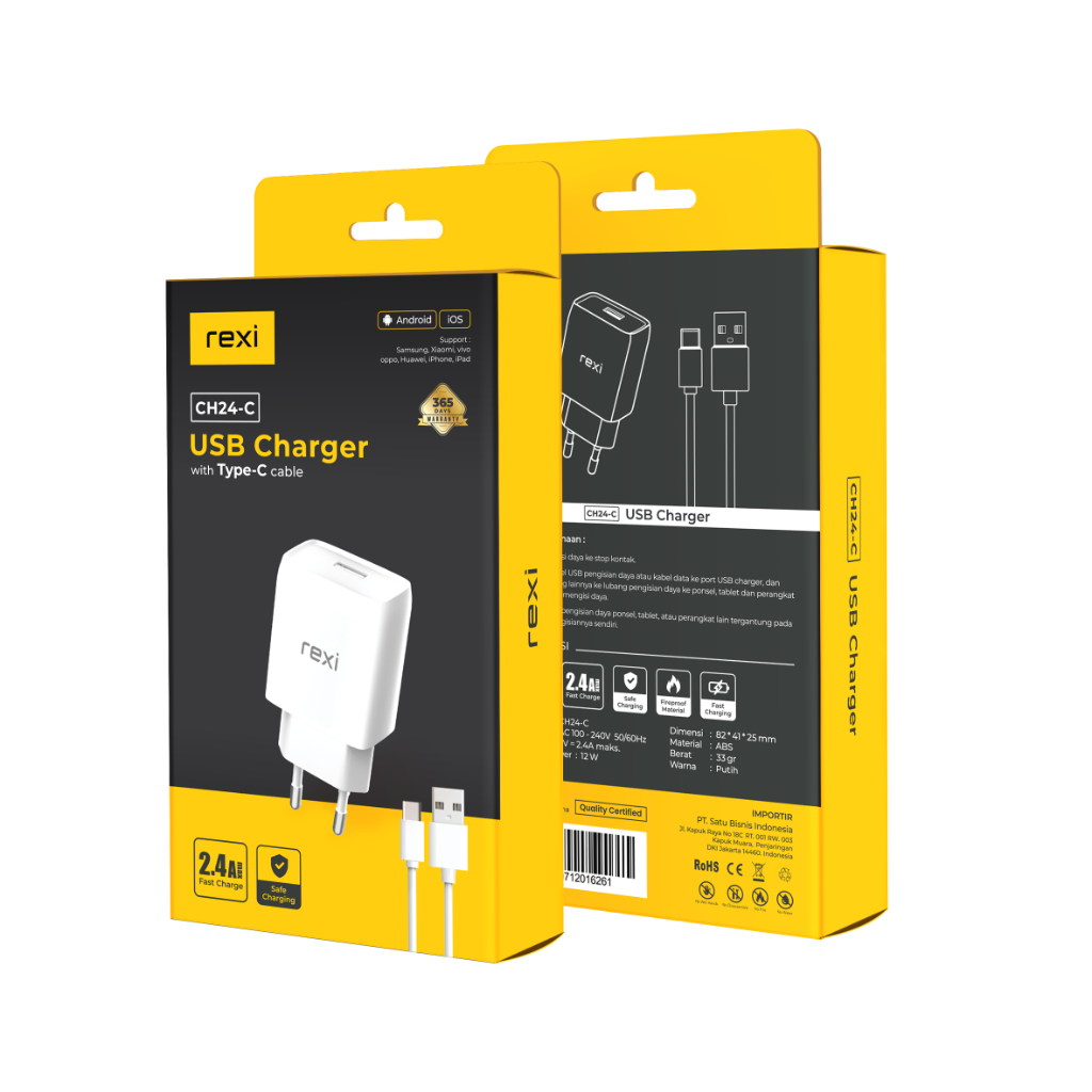 Charger Rexi Fast Charging 2,4A For Type C CH24-C