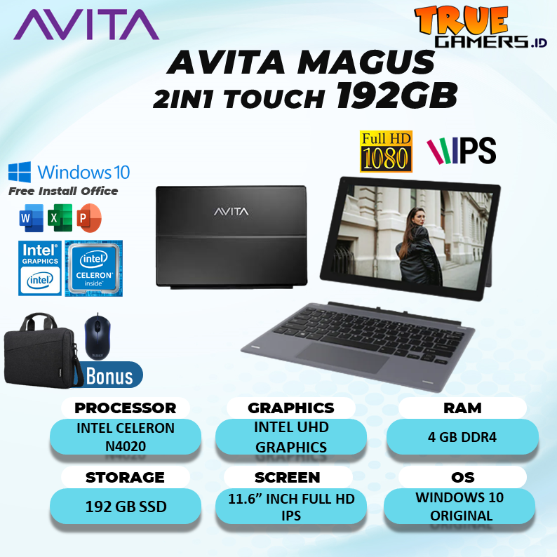 Laptop Avita Magus 2IN1 TOUCH N4020 4GB 192GB Windows 10 11.6FHD IPS