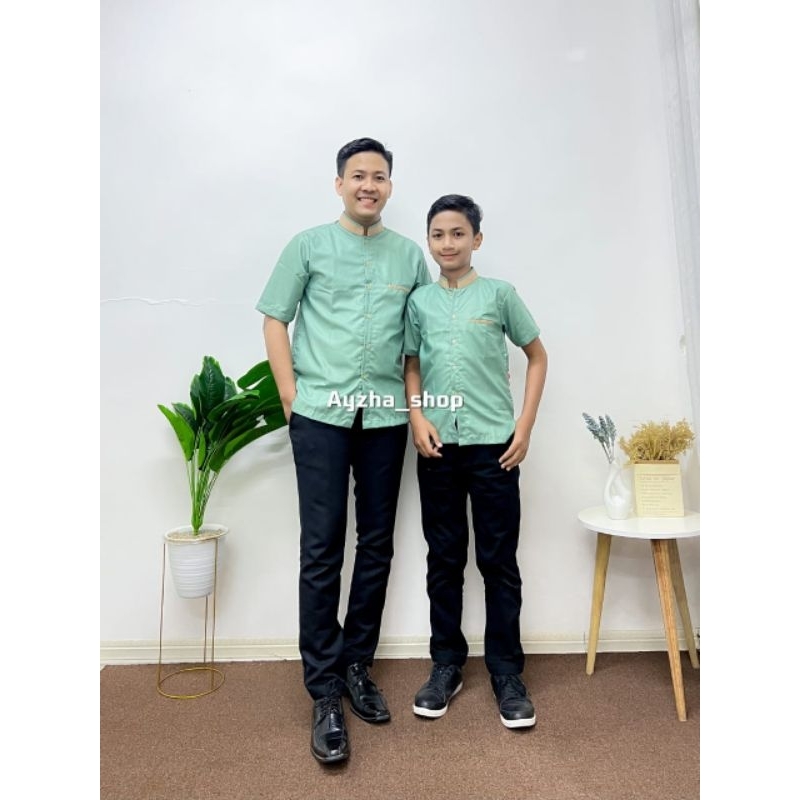 Baju koko anak couple ayah warna mint