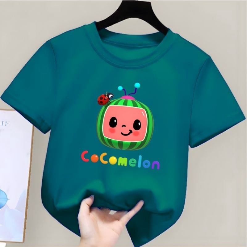 Dunia.Oblong Kaos Anak Unisex Cowok/Cewek Gambar Coco Melon Baju Oblong Anak Perempuan Kaos Distro Anak Laki Laki Usia 2 Sampai 10 Tahun Baju Anak Anak