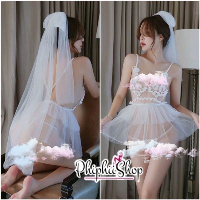 PREMIUM Wedding Cosplay Bride Costume + Veil Panjang Bridal Kostum Pengantin