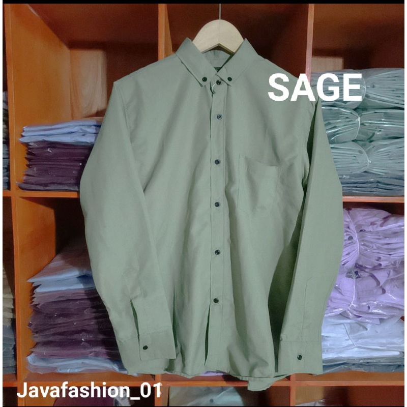 KEMEJA HIJAU SAGE/KEMEJA SAGE GREEN LENGAN PANJANG