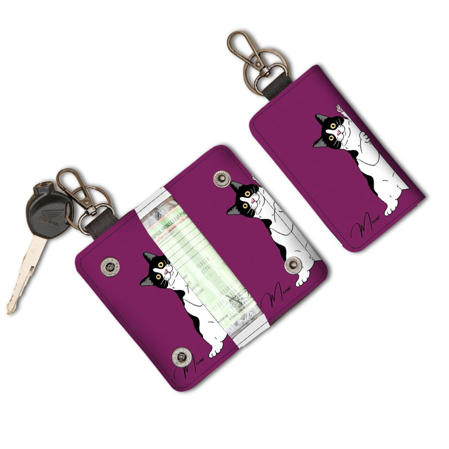 Dompet STNK E-TOLL SIM Mobil Motor Gantungan Kunci Motif kucing Premium Keychain ads 034