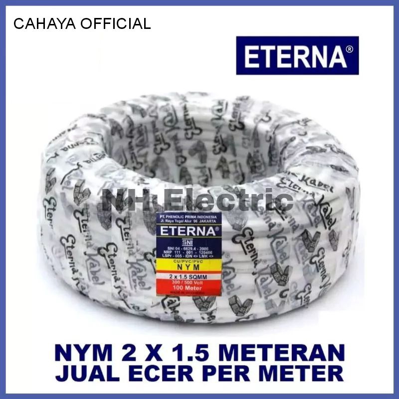 Kabel Listrik 2X1,5MM ETERNA - Kabel Kawat Tembaga 2x1,5mm