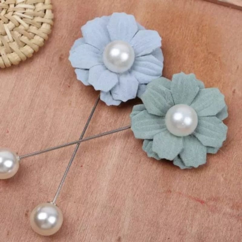 COD Medan termurah/Mutiara korean Bros pearl pin/Tuspin bunga-Mutiara