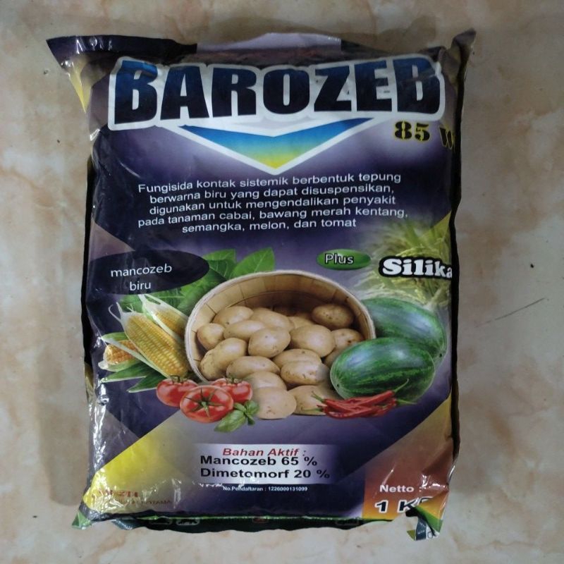 Fungisida barozeb mancozeb biru plus silika bahan aktif mancozeb 65%, dimetomorf 20% BAROZEB MANCOZE