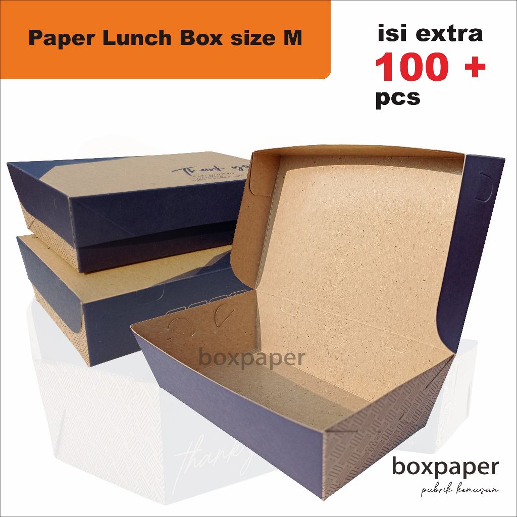 Paper Lunch Box ( size M isi 100pcs ) Kraft Laminasi Kotak Makan Dus Nasi Ayam Bakar Goreng Geprek M