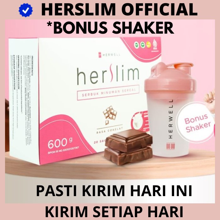 HERSLIM 1 BOX ISI 20 SACHET BY HERWELL BPOM HALAL MEAL REPLACEMENT HERVIBE HERLEAN HER SLIM VIBE