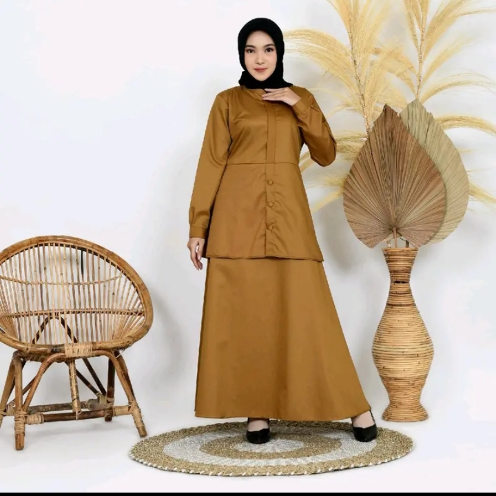 SETROK BAJU PEMDA KHAKY  TOYOBO ( TUNIK + ROK ) S-M-L-XL-XXL JUMBO TERBARU