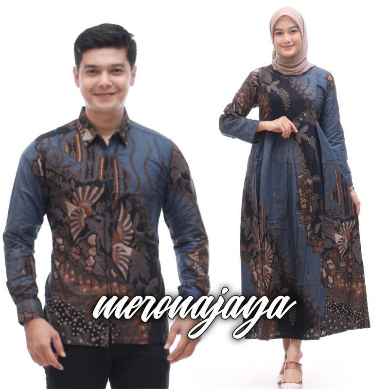 BISA PISAH Batik Couple Keluarga Sania ruffle ori ndoro jowi TERMURAH - BATIK COUPLE ANIS ABU