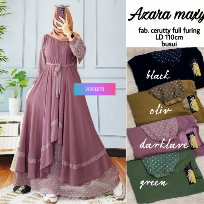 Gamis Terbaru Azara Maxy Jumbo Dress Kondangan Terbaru Gamis Jumbo XXL Gamis Busui Ziper Depan Baju 