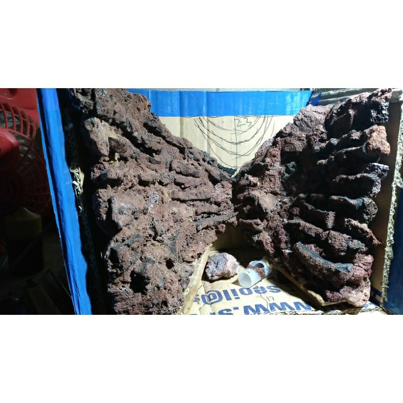 hardscape waterfall aquarium hiasan akuarium batu lavarock  air terjun