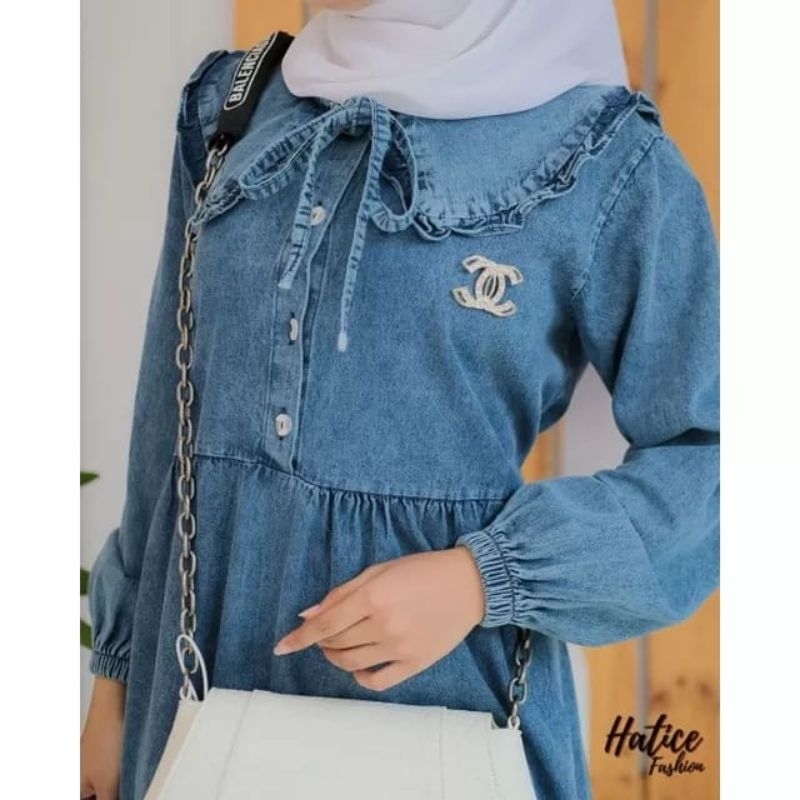 Tamstore Midi Dress Jeans Denim Kelly Tali Serut Busui Friendly