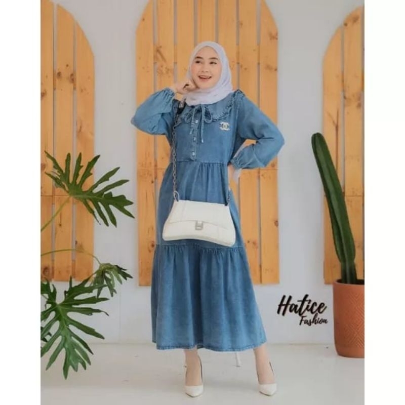 Tamstore Midi Dress Jeans Denim Kelly Tali Serut Busui Friendly