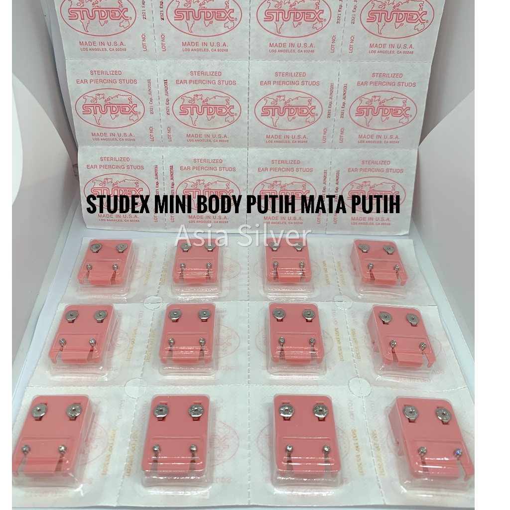 RB Anting STUDEX Tindik Bayi & Dewasa Ukuran Mini Kecil Mata Putih Body Gold / Silver / Warna Warni