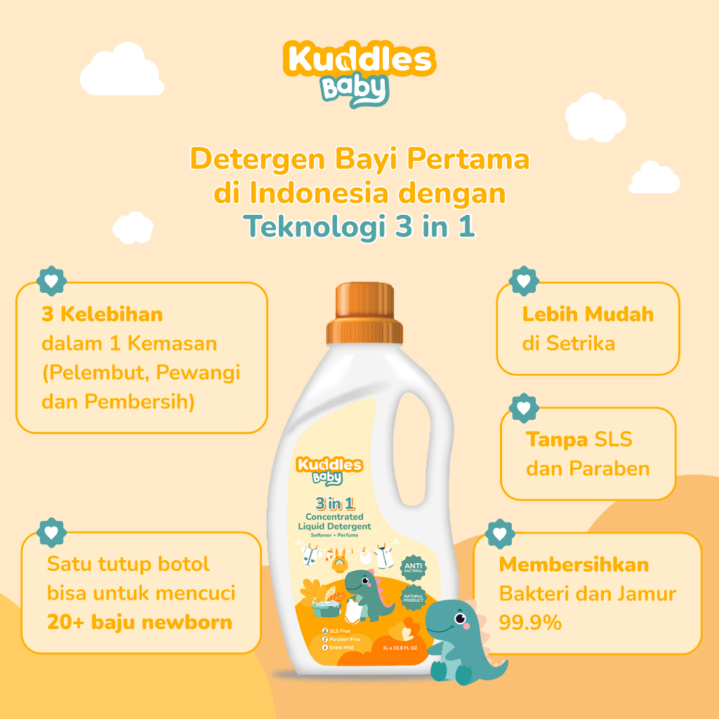 Laundry Kuddles Baby 3in1 Natural detergent 1000ml