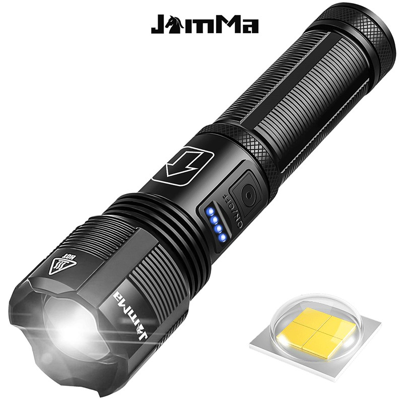 Senter Taktis XHP50 High Lumens Paling Kuat, Isi Ulang, Lampu Flash Super Terang Tahan Air