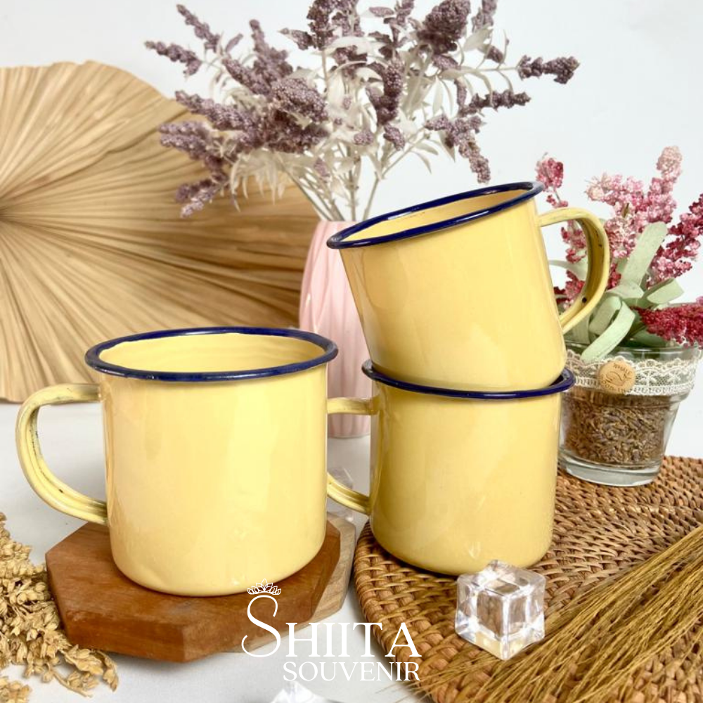 Mug Enamel Cangkir Gelas Seng Enamel Polos 7cm Grosir Murah