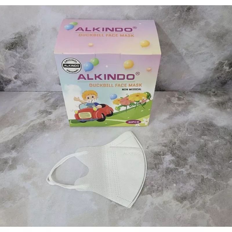 Masker Duckbill Anak Alkindo 4 Ply Disposable Face Mask Isi 50 Pcs