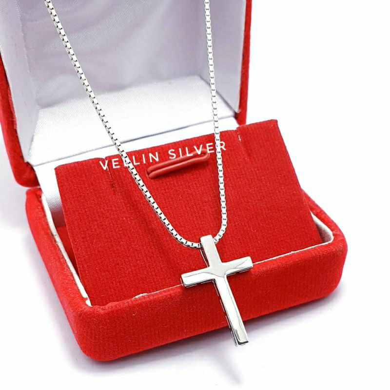 Kalung Salib Perak 925 - Kalung Salib Pria - Kalung Salib Wanita Silver 925