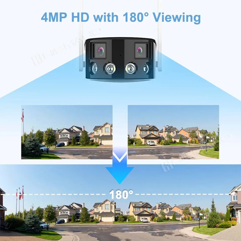 IP Camera / IPCAM Panoramic 180° 4MP, 2 Lensa ICSEE 4 IR &amp; 4 LED