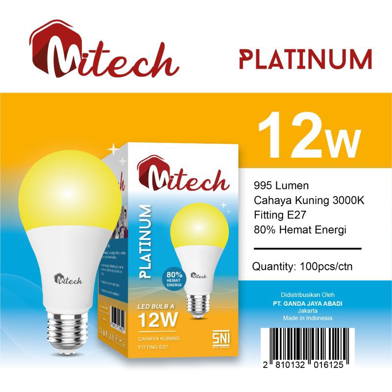 MITECH PLATINUM LAMPU LED A BULB 12W 12 WATT SNI