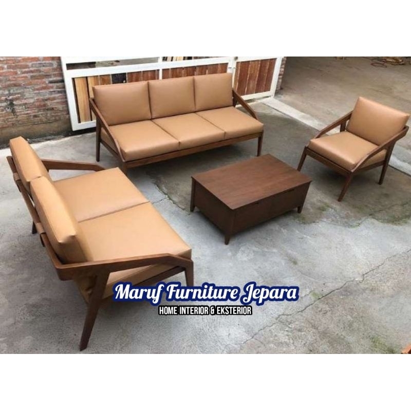 Set Sofa Tamu Minimalis 321 + Meja