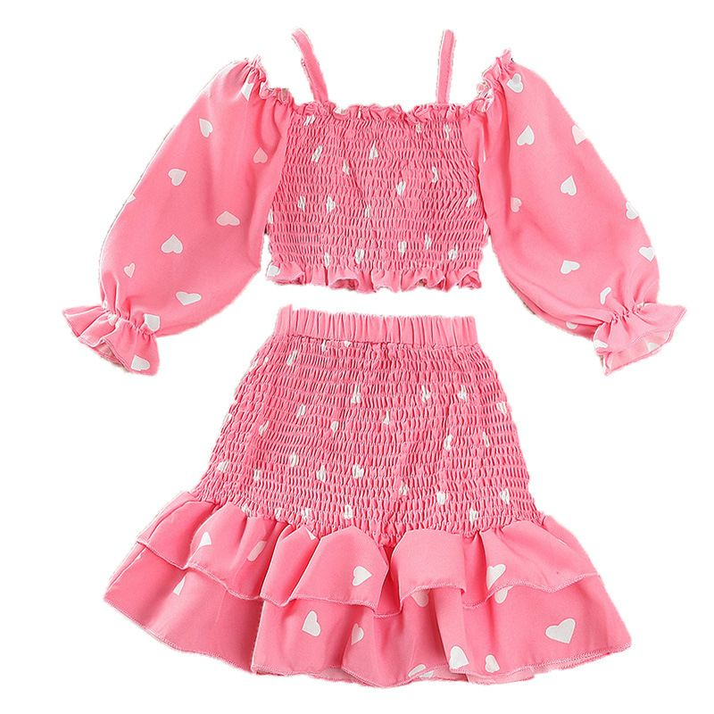 Setelan Anak Perempuan Lengan Panjang Motif Sabrina Pink Love