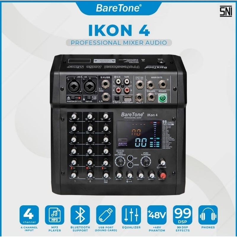 Mixer Audio Baretone Ikon 4 Professional Mixer 4 Channel