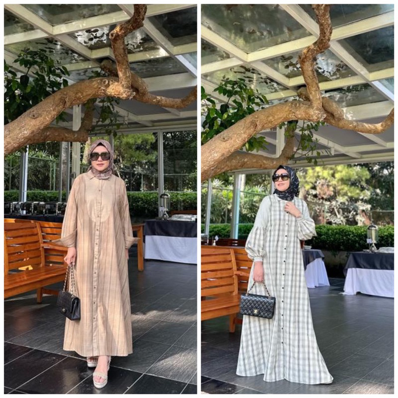 KORINA TARTAN MIDI AND SAGE DRESS ORIGINAL