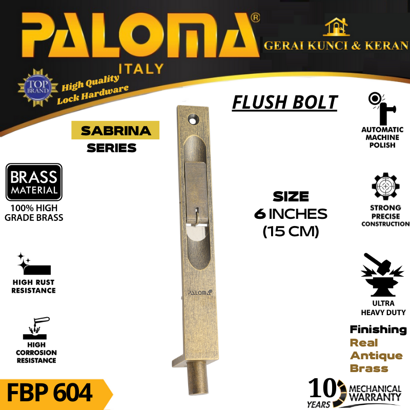 PALOMA FBP 604 Flush Bolt  SABRINA 6&quot; Grendel Tanam Slot Pintu ANTIQUE RAB