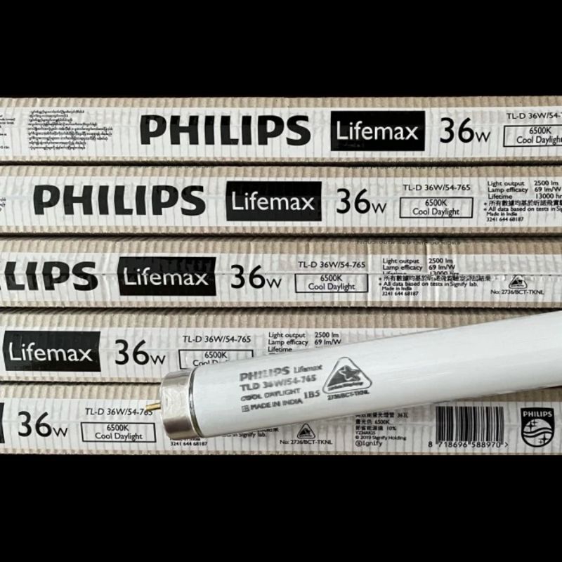 Lampu TL 36watt Philips 6500K Lifemax Lampu Neon 36W/54-765 Putih
