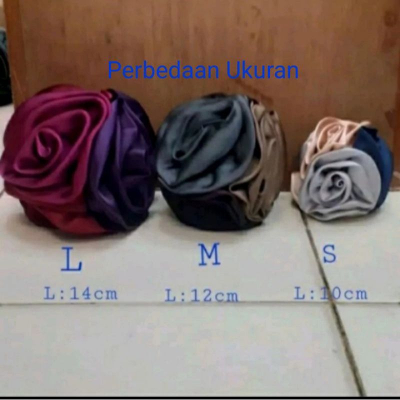 BEST SELLER!! Jepit Cepol Hijab 3Bunga Satin Uk M