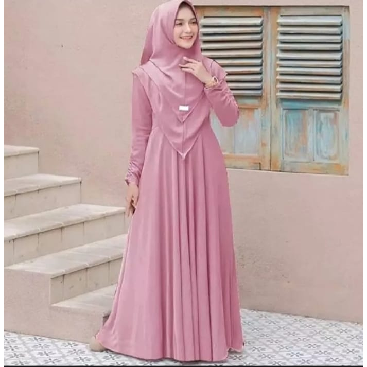 rrcollection20-Mayra Gamis Syari Set Khimar Fit M L XL XXL 3XL 4XL Moscrepe / Gamis Syari Set Hijab 