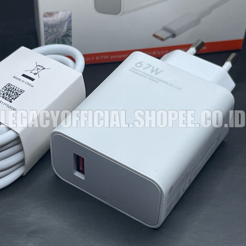 Charger Xiaomi 33W/ 55W/ 65W/ 67W/ 120W Original 100% Fast Charging Type C