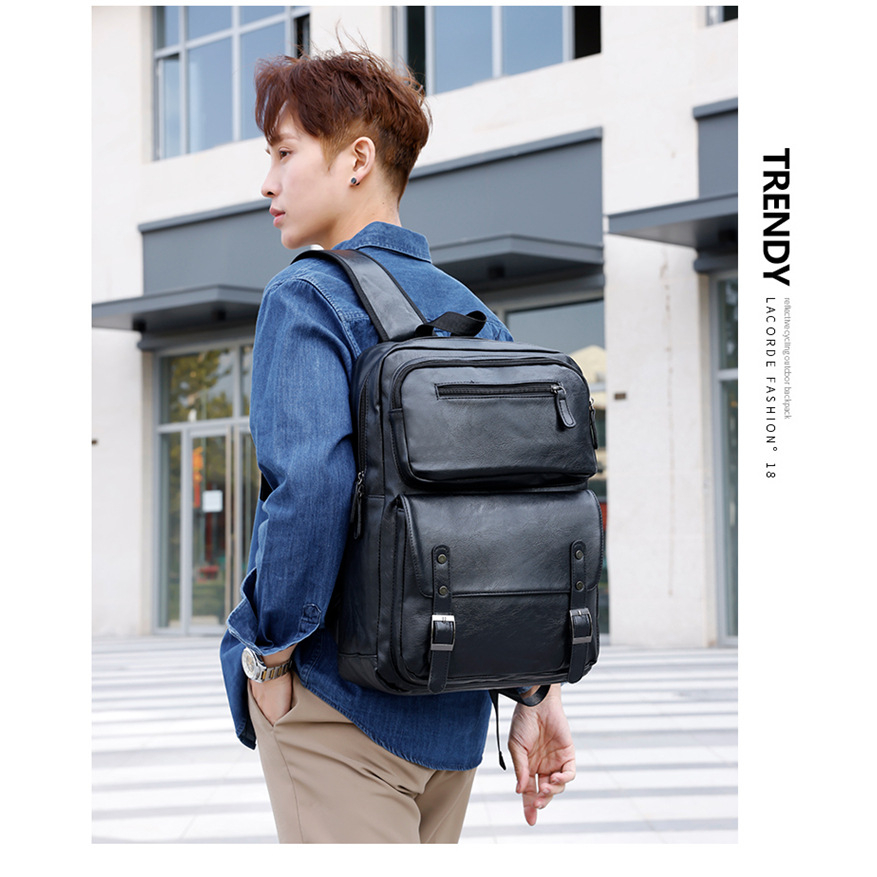 Tas Ransel Laptop Pria Kulit PU Import