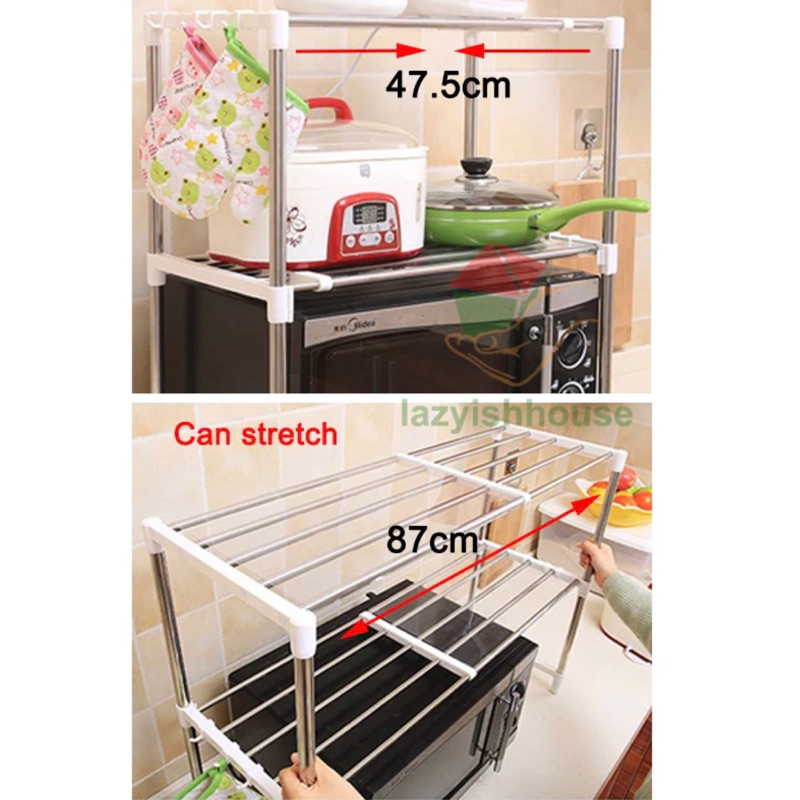 Rak Dapur Portable 2 Susun Stainless SS304 Dapur Sepatu Lemari Sink BCP Serbaguna