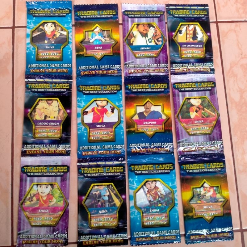 12 Sachet Mainan Kartu SHIVA Trading Card Collection Grosir