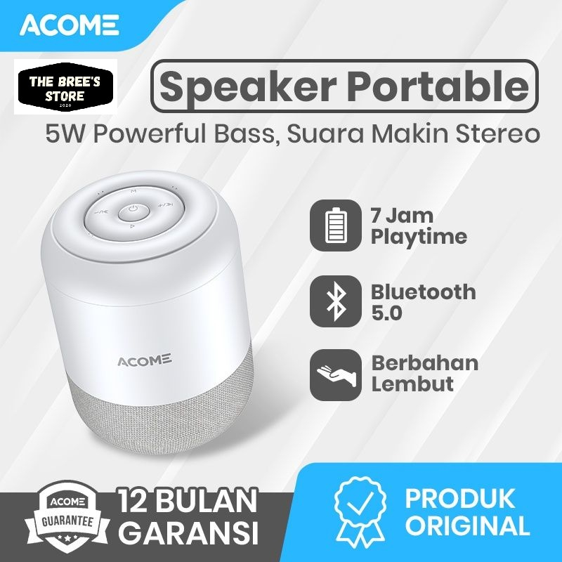 ACOME Speaker Stereo Bluetooth 5.0 TWS 5W Portable Ultra Bass Garansi Resmi 1 thn A11